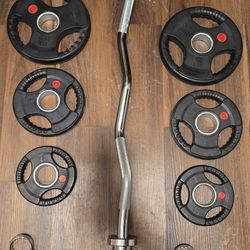 Curl Bar And Weights 