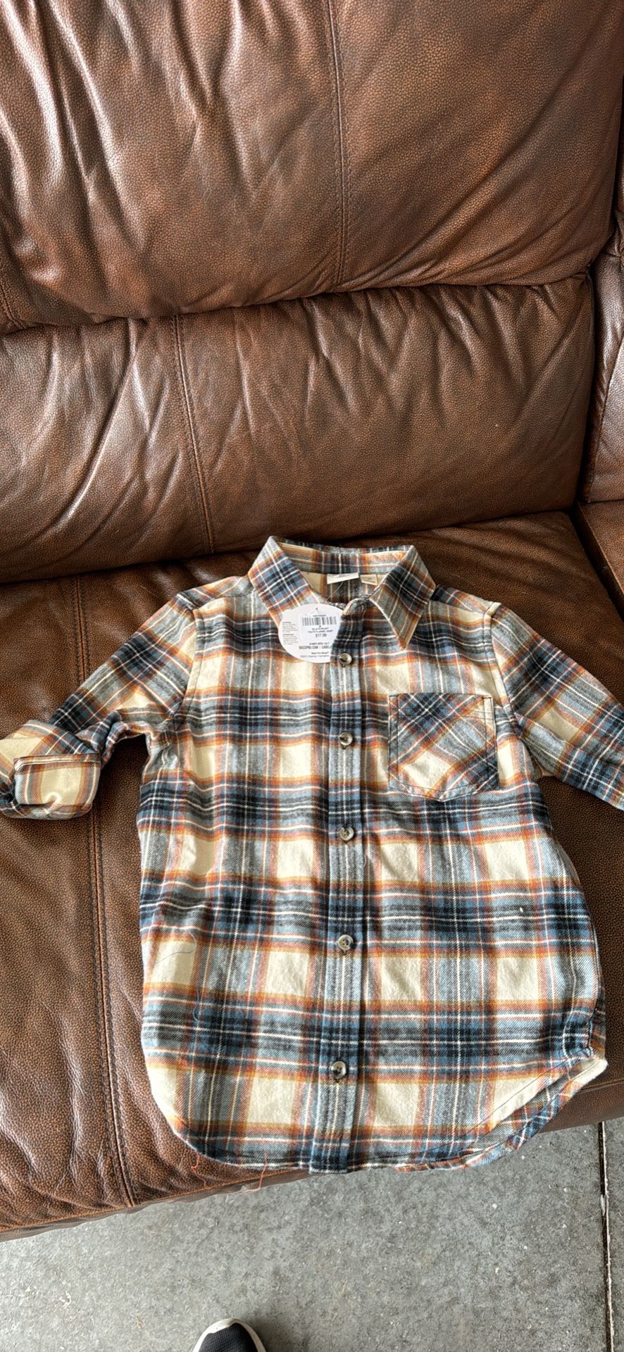 Boys Button Down Plaid Shirt
