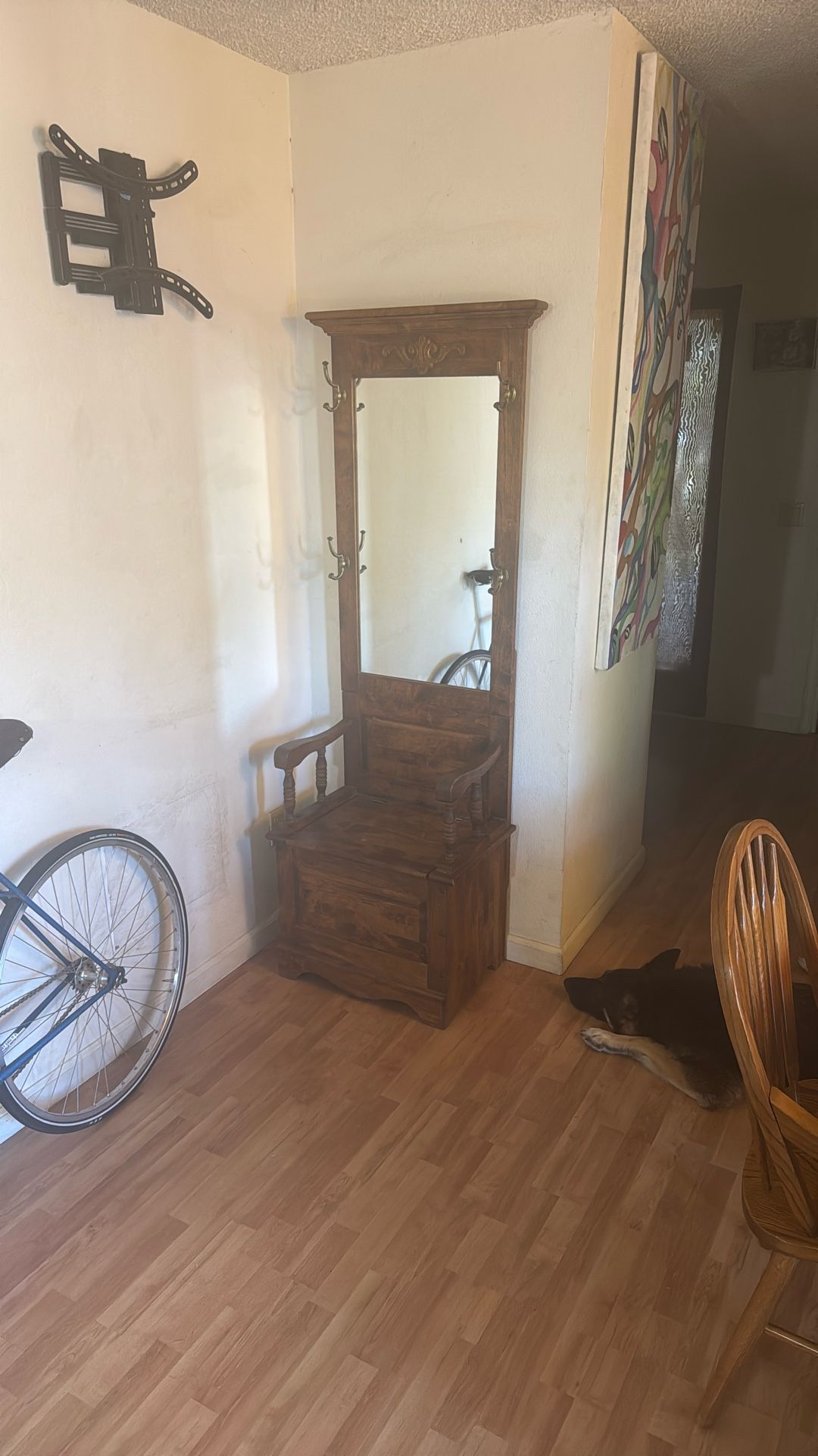 Entry Way Mirror, Coat Or Hat Rack, Seat With Storage