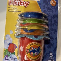 Nuby 5-Piece Splish Splash Stacking Cups Baby Bath Toy NIB 