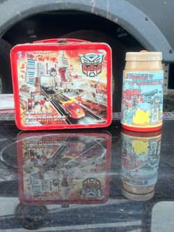 1986 Transformers Metal Lunchbox And Thermos