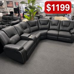 Leather Reclining Sectional Sofa