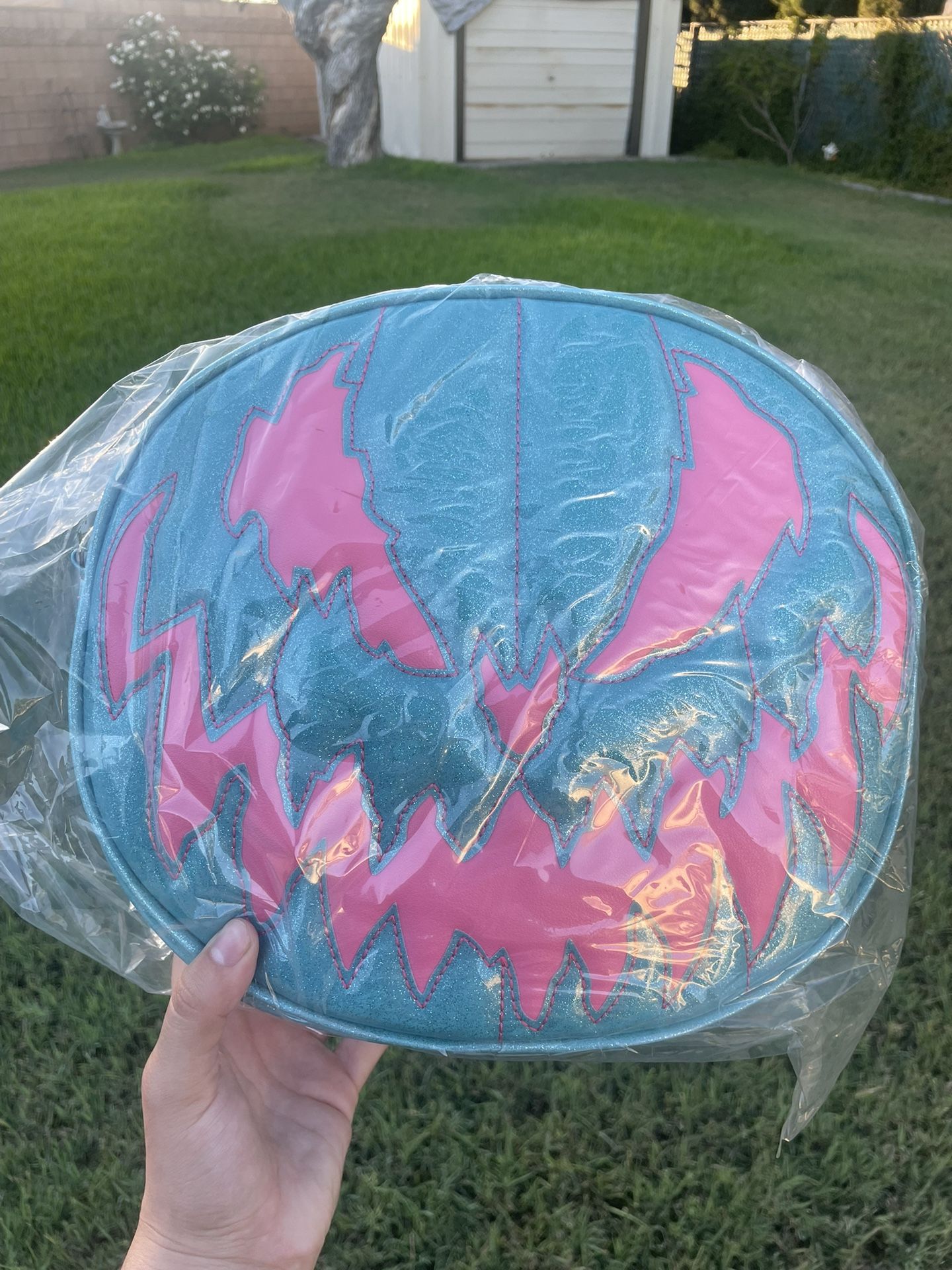 Love Pain And Stitches Blue & Pink Kult Halloween Pumpkin Bag $50
