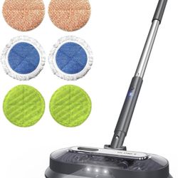 BLONEX Cordless Electric Mop with Spray & Detachable Water Tank, Lightweight Electric Spin Mop with Headlights for Hardwood Tile Laminate Floors, Long