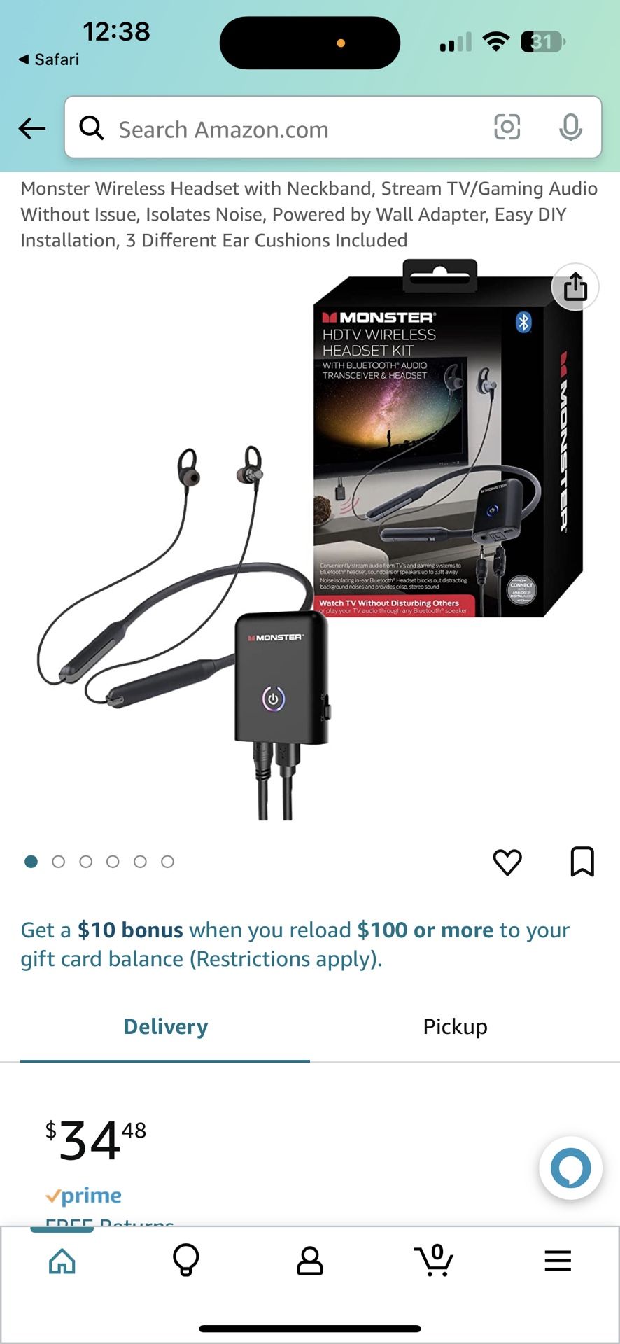 Monster HDTV Wireless Headset Kit With Bluetooth Audio Transceiver And