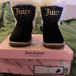 Girls Size 3 Juicy Couture Boots Black/ Gold Glitter