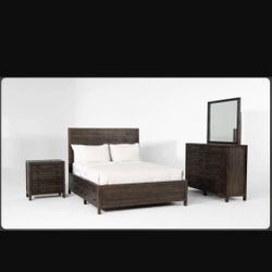 Living Spaces- Rowan Bedroom Collection Storage Bed and Dresser - Solid Espresso Wood