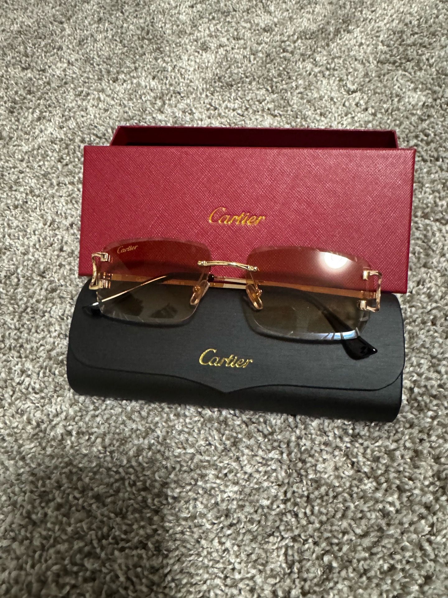 Gold frame brown lenses Cartier sunglasses for sale