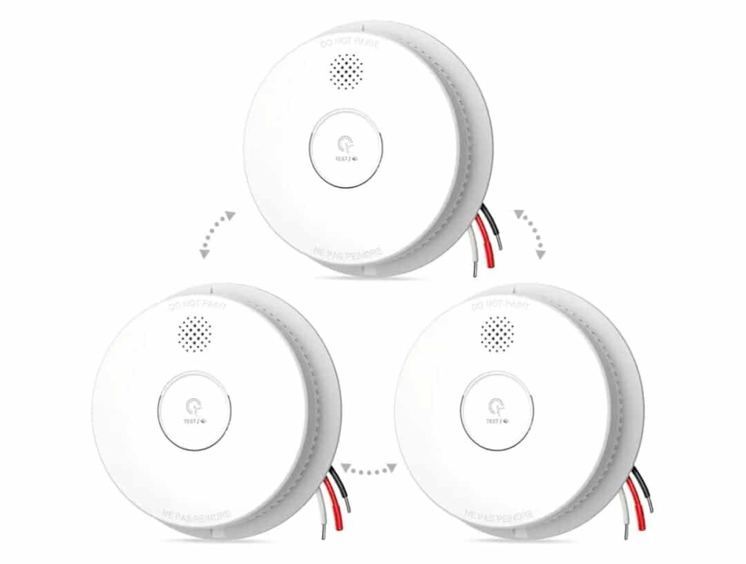 New 3pk Hardwired Smoke Detector Interconnectable UP to 12 Units, Smoke Detector 10 Year with Replaceable 9V Backup Battery, Fire Alarms Smoke D