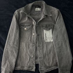 Purple Jean Jacket Washed Gray Jacquard Distressed N Denim Stretch 