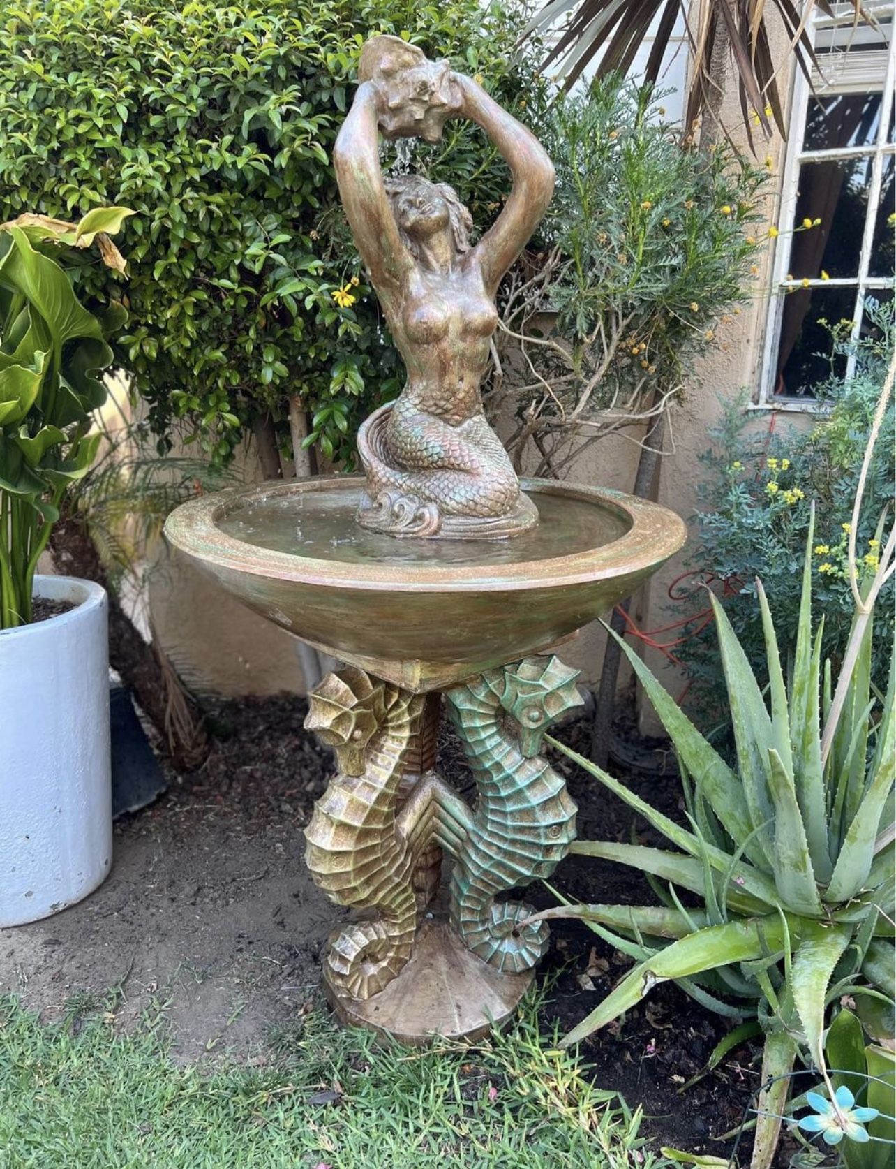 Seahorse / Mermaid Concrete Fountain