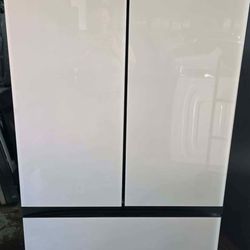 Samsung Bespoke 30.1 Cu. Ft. 3-Door French Door Refrigerator with Beverage Center-White Glass Panels