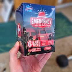 Tub Works Emergency Cars Light Up Bath Toys - Sealed 6-Pack Set