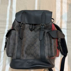 Rare Coach Hudson Signature QB/Mahogany Red Blocked Canvas Mens Backpack $695