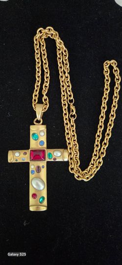 Vintage Bizantyine style cross pendant necklace
