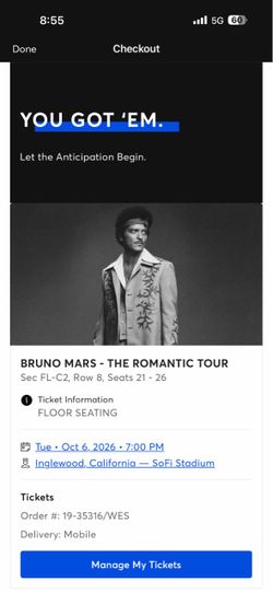 Bruno mars floor tickets