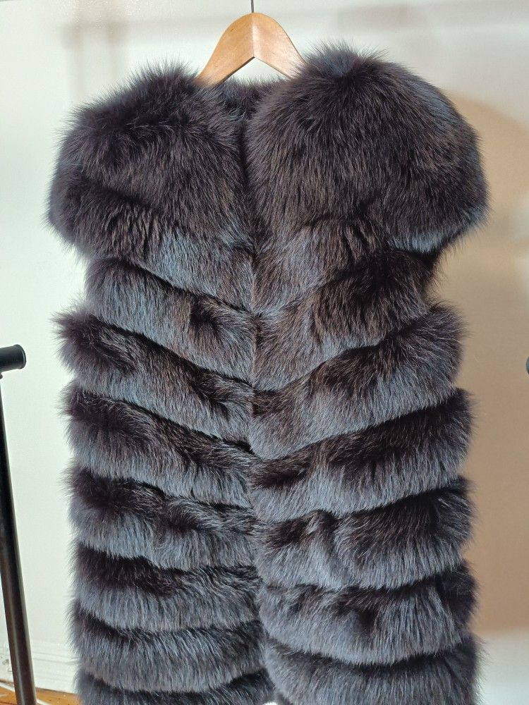 NEW" Genuine Fur & Leather Vest. Size XXL