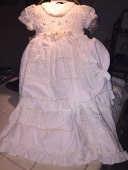 Baptism Dress, Onesie Shoes and Blanket Set 12-18 month