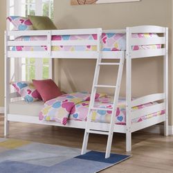 WHITE TWIN/FULL BUNK BED!!✨(mattress is not included)🔥Visit Our Showroom📍Apply Now✅ Delivery Express🚚 