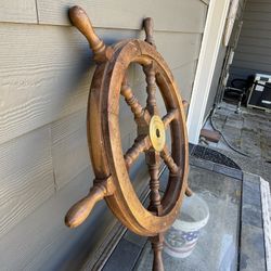 Old Sail Boat Steering Wheel. 
