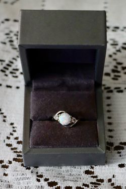 Silver Opal Ring with Side Stones