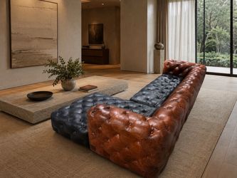 Unique Leather Chesterfield Sectional Sofa