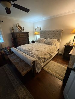 Upholstered Sleigh Queen Bed Frame