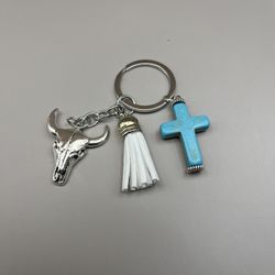 5081-HTT  3 Charms Metal Keychain  Ring Bag Pendant Holder New