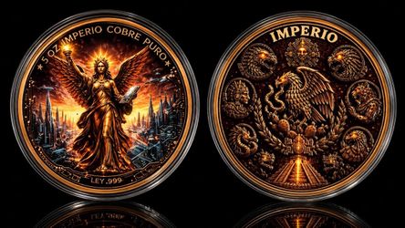 5 oz Imperio Cobre Puro .999 Copper Coin. MX  LIBERTAD. HIGH RELIEF