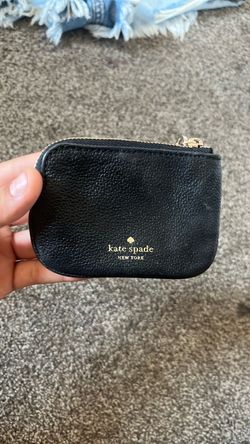 Kate Spade black pebbled-leather zip pouch/coin purse.