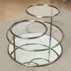 Furniture of America Loli Metal Tiered Coffee Table in Gold Champagne