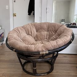 papasan chair dark brown with tan cushion