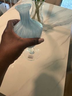 Authentic Murano Italy Hand-Blown Blue Art Glass Vase