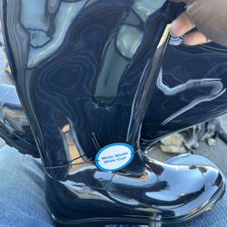 Black Shoes  Rain Boots leather