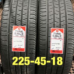 2 used tires 225/45/18 Continental RFT