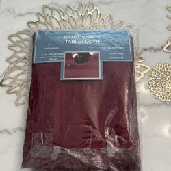 Red Satin Stripe Oblong Tablecloth 