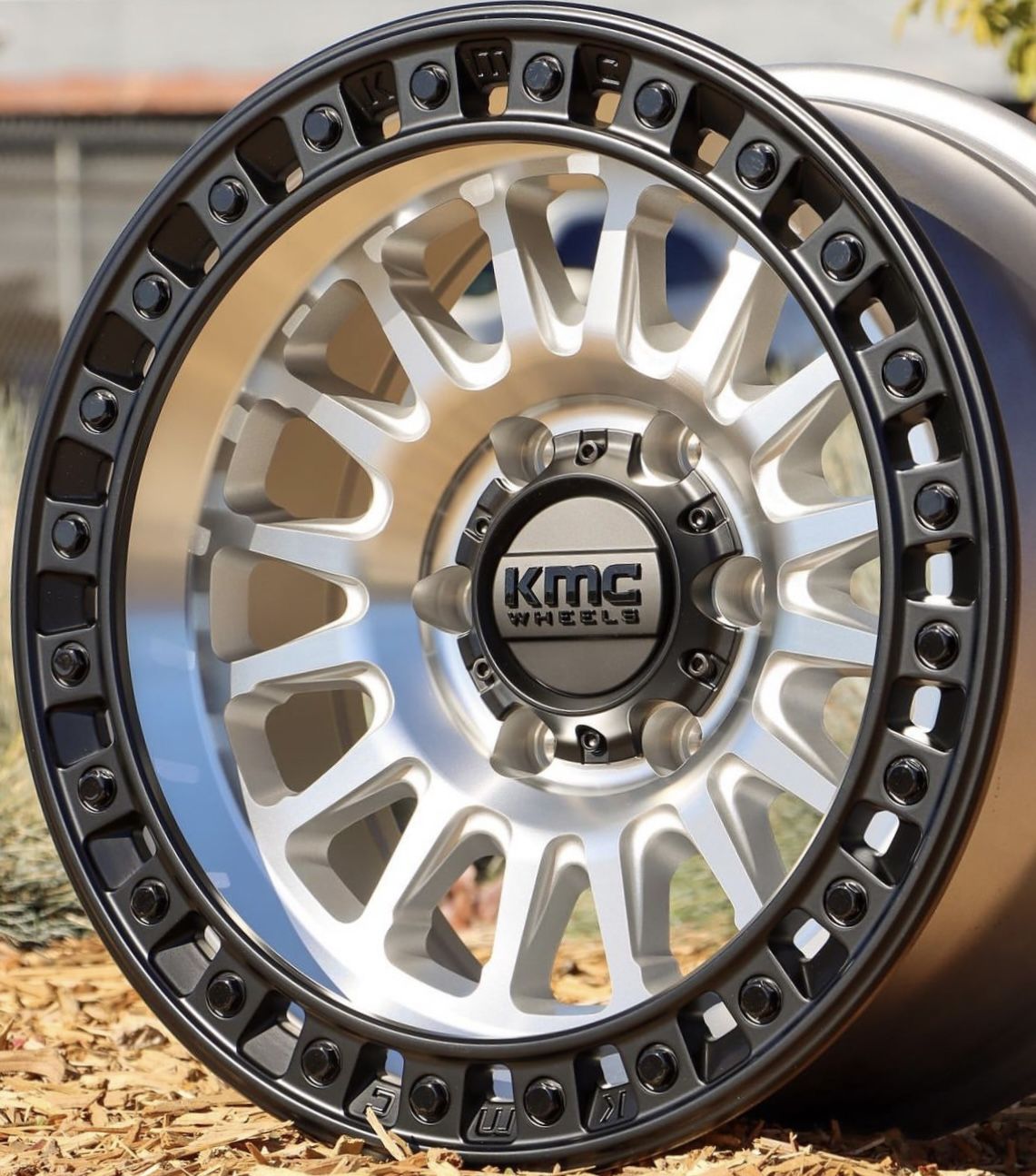 Kmc IMS 17x8.5 6x139.7 - 10 Offset Silver / Black Ring For Silverado / Tacoma 🔥🔥🔥