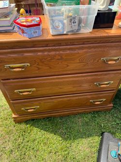3-Drawer Wood Dresser with Brass Handles