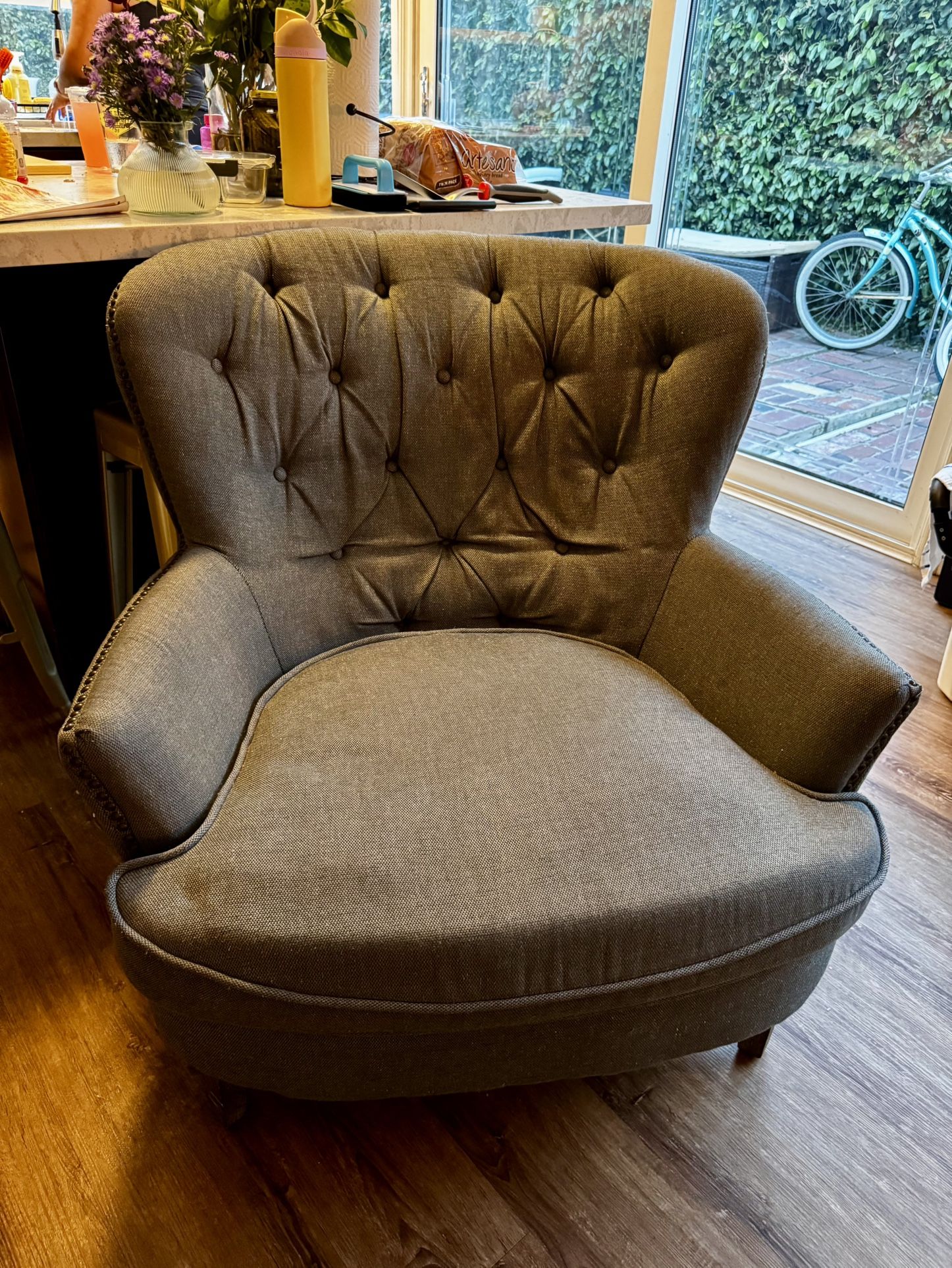 Pottery Barn Tufted Chair Oversized and Comfy