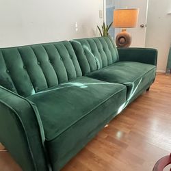 Green velvet Couch Bed  
