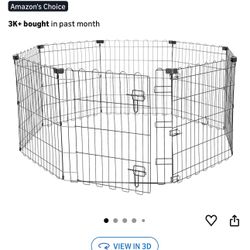 Amazon Basics Foldable Octagonal Metal Exercise Puppy / Dog Playpen - Indoor/Outdoor, Single Door, Extra Small (8 Panels, 24 x 24), Easy to assemble a