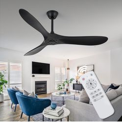 52inch Outdoor Ceiling Fan No Light With Remote Control,Modern Noiseless Reversible DC Motor 3 Blade Ceiling Fan Without Light for Covered Patio Bedro