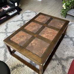 Wooden Coffee Table With Granite