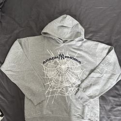 Brand New Grey Sp5der Hoodie with Black Arachnophobia & White Web