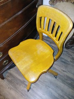 Antique B.L. Marble Chair Co. Solid Oak Swivel Tilt Rolling chair