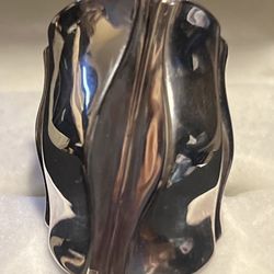 RLM- ROBERT LEE MORRIS MODERNIST STERLING “Flow” SILVER Over BRONZE RING- SIZE 8 