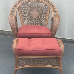 Pier 1 Rattan Chair and Ottoman Set