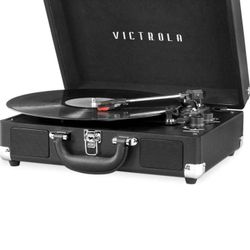 Victrola Vintage 3-Speed Bluetooth Portable Suitcase Record Player with Built-in Speakers | Upgraded