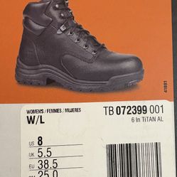 Brand New Woman’s Timberland Titanium Steel Toe Work Boot, Size 8