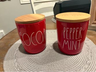 Rae dunn red cocoa and peppermint cellars
